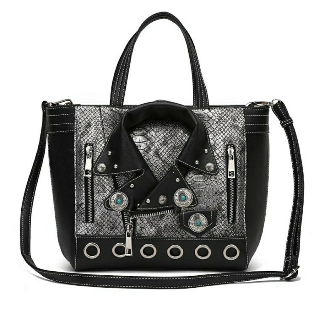 Cowgirl trendy snakeskin biker jacket handbag